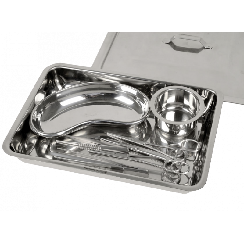 Plateau à Instruments En Acier Inoxydable Avec Couvercle - 21x13x4,5 Cm - Hygiénique, Pour Outils Médicaux, Dentaires Ou De Beauté