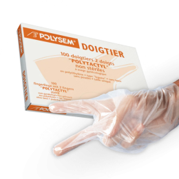 Doigtiers 2 doigts polyéthylène non poudrés non stériles (boite de 100)